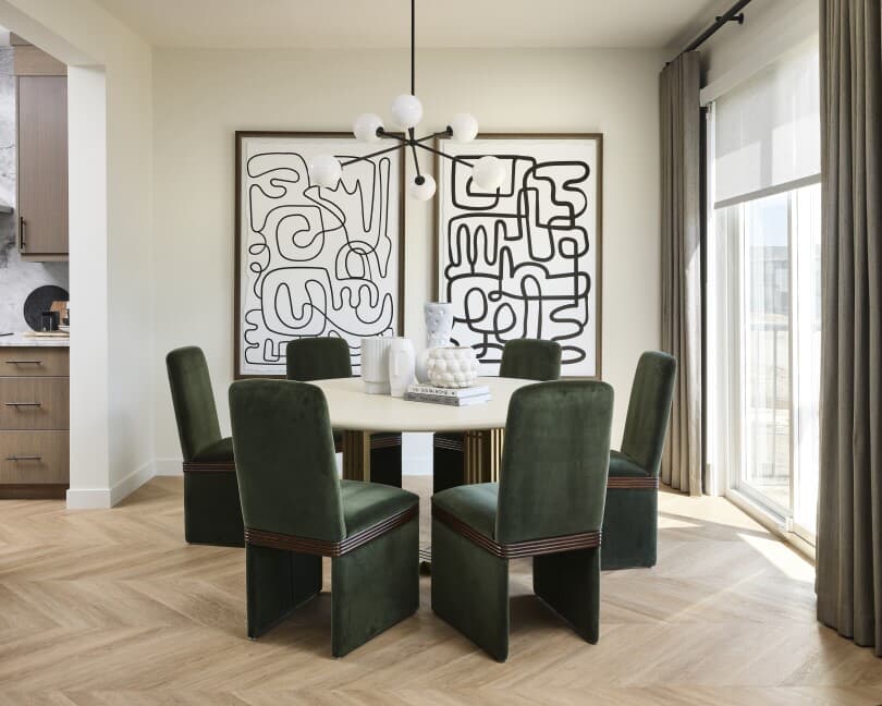 Dining room at Rundle 24 at Creekstone by Brookfield Residential in Calgary, AB