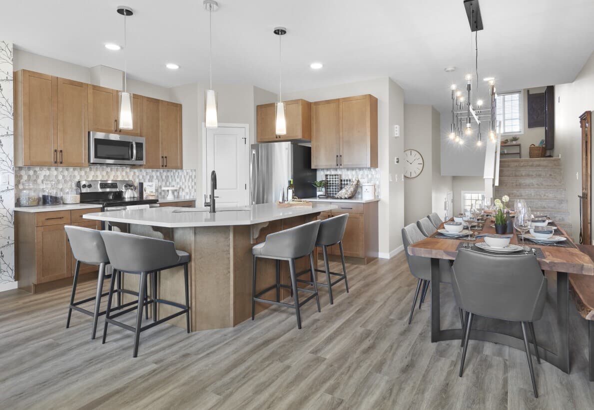 Interior view of open concept living in Fraser at Edgemont by Brookfield Residential in Edmonton AB