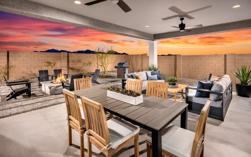 Outdoor room in the Laredo residence at Highland Ridge at Alamar by Brookfield Residential in Avondale AZ