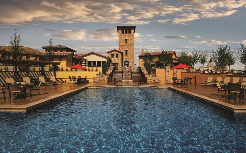 Pool view at the Retreat at Solterra in Lakewood, CO by Brookfield Residential