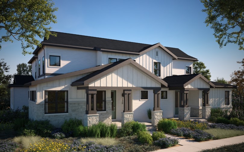 Exterior rendering of a home in the Villa Portfolio at Central Park in Denver, CO