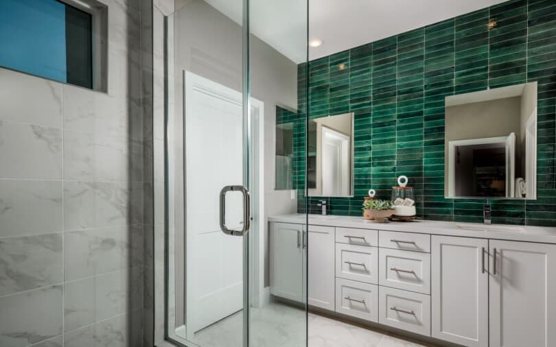 Primary bath in Luna at The Landing by Brookfield Residential in Tustin, CA