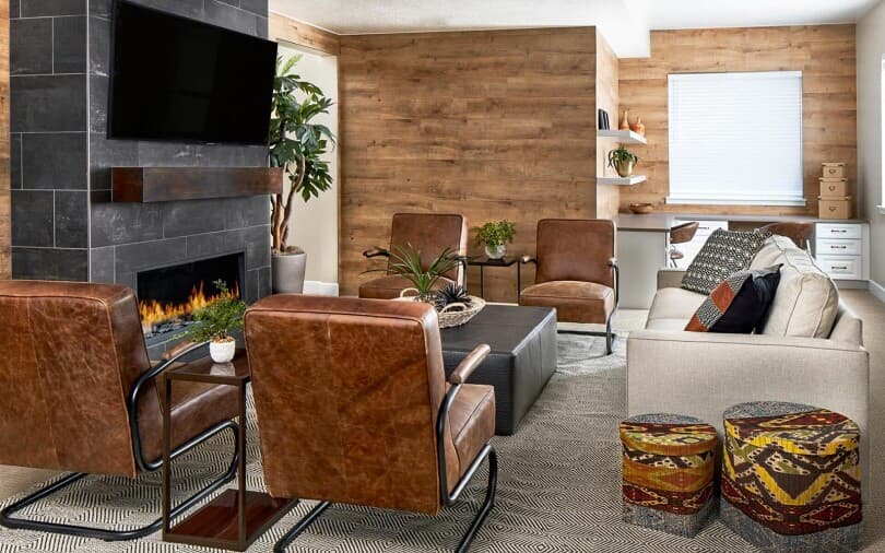 Cozy seating area in the Lumen Portfolio at The Village at Castle Pines by Brookfield Residential in Denver CO