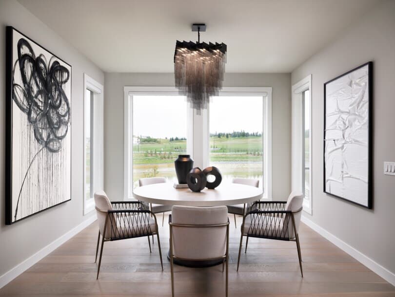 Dining room in the Palermo at Rockland Park by Brookfield Residential in Calgary
