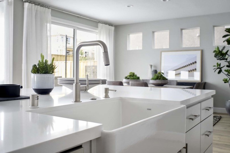 Kitchen sink in Residence 2 at Mulholland at Boulevard in Dublin, CA by Brookfield Residential
