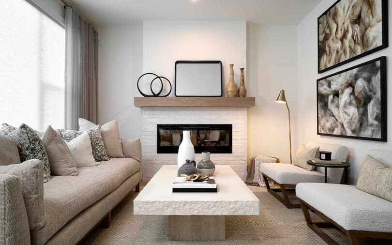 Great room in Purcell 24 Front Garage at Rockland Park in Calgary AB