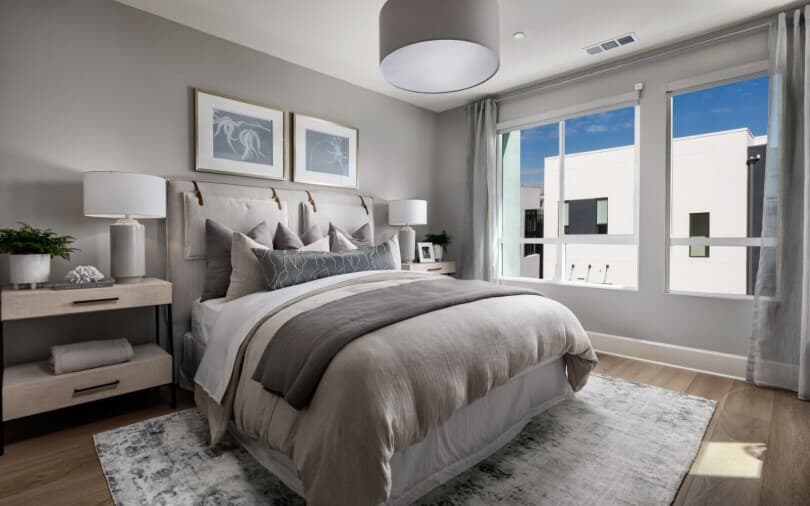 Primary bedroom in Luna Plan 3 at The Landing by Brookfield Residential in Tustin CA