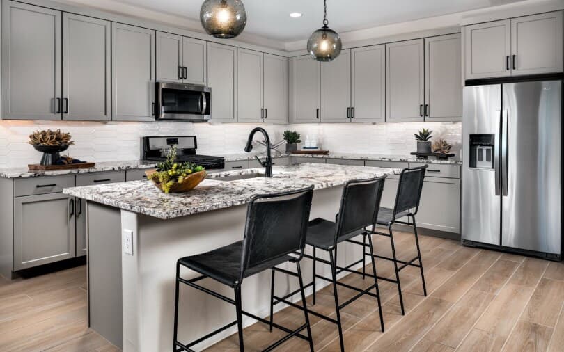 Gray kitchen in Laredo at Highland Ridge at Alamar by Brookfield Residential in Avondale AZ