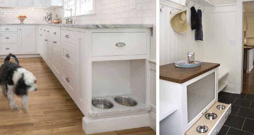 Built-in pet food cabinet at Paisley by Brookfield Residential in Edmonton, Canada