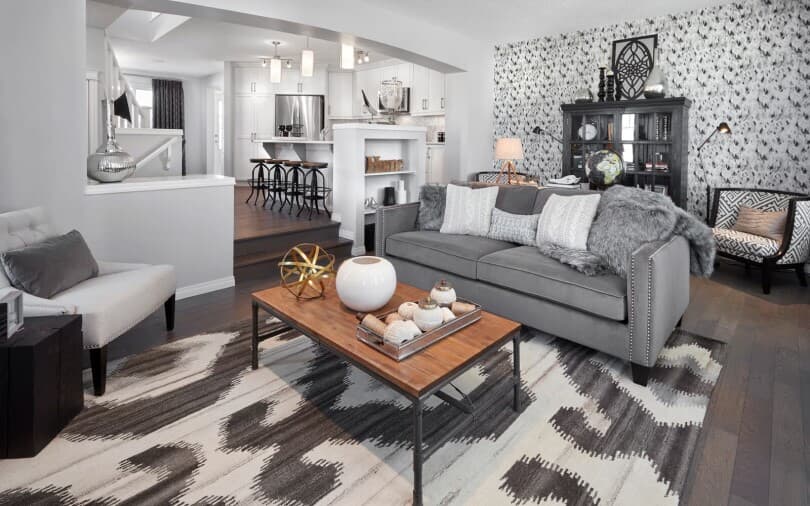Living room in Octave at Livingston by Brookfield Residential in Calgary