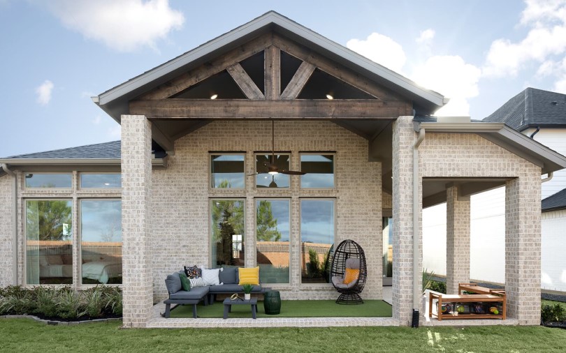 Backyard patio in Norwich in Traditional Homes Collection at Elyson in Katy TX