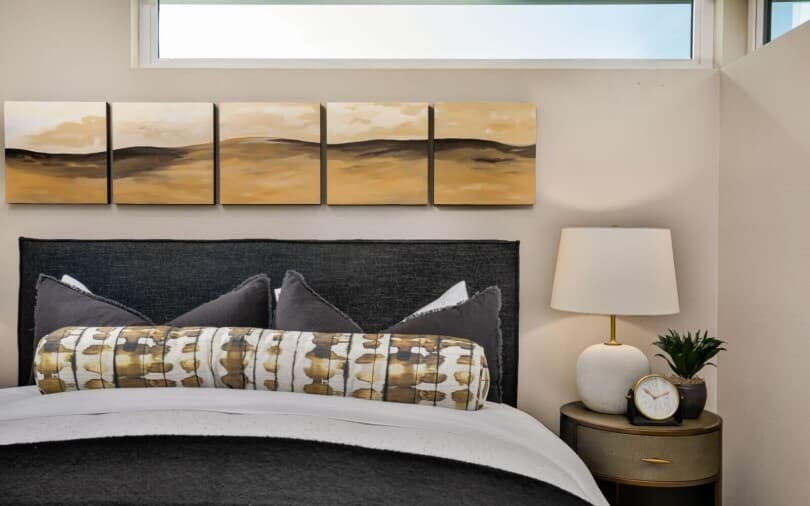 Primary bedroom details of Cira Plan 1 at The Landing by Brookfield Residential in Tustin CA