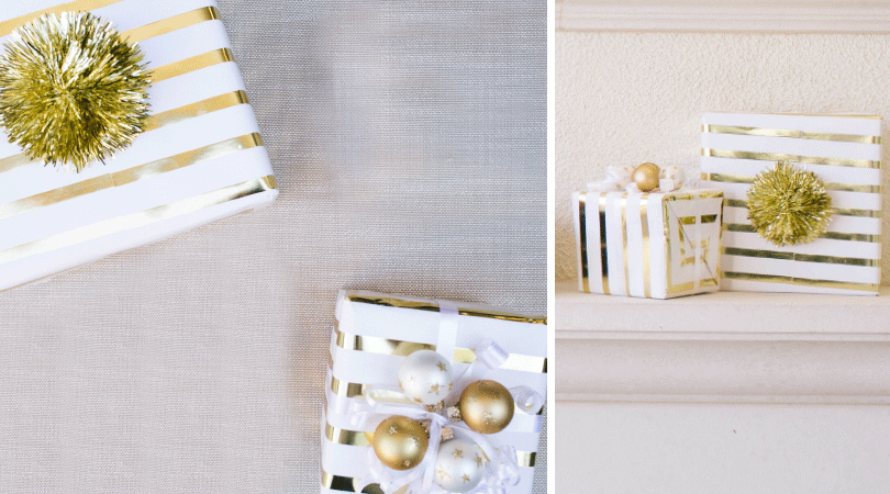 White and gold gift wrapping ideas for California homes