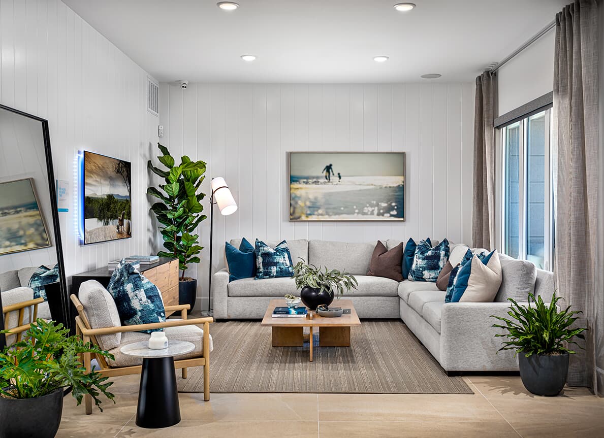 Living room in Cira Plan at The Landing by Brookfield Residential in Tustin, CA