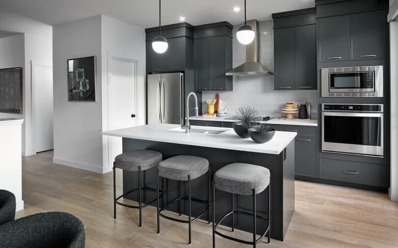 Kitchen in the Wicklow Floor Plan at Rockland Park by Brookfield Residential in Calgary AB