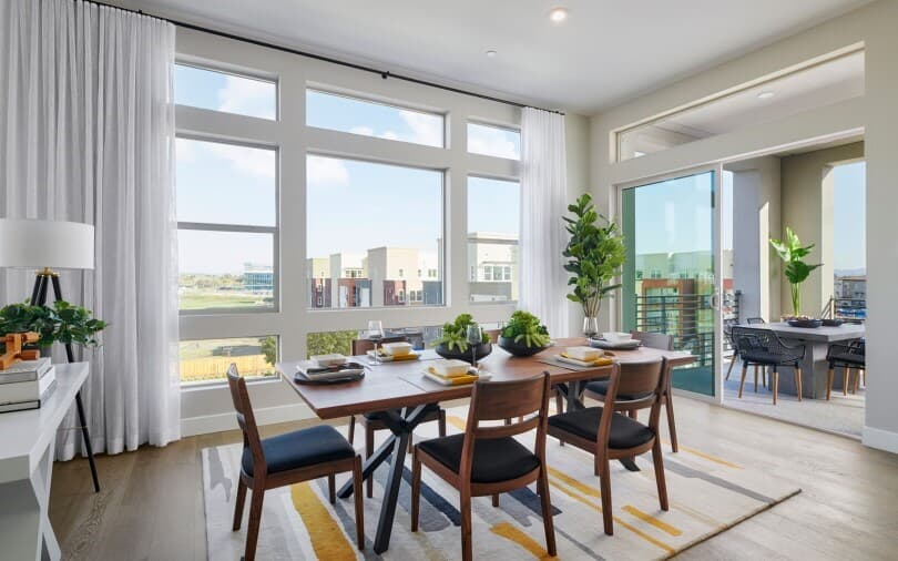 Dining space in Residence 2 at Hyde Park at BLVD by Brookfield Residential in Dublin CA
