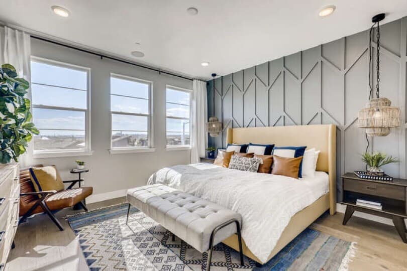 Spacious master bedroom in the Cadence Townhomes at Midtown by Brookfield Residential in Denver, CO