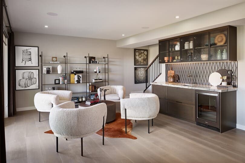 Basement bar in Palermo at Rockland Park by Brookfield Residential in Calgary