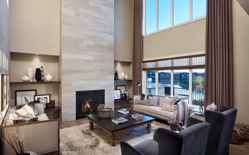 Living room in Maranello at Heritage Pointe by Brookfield Residential in Calgary AB