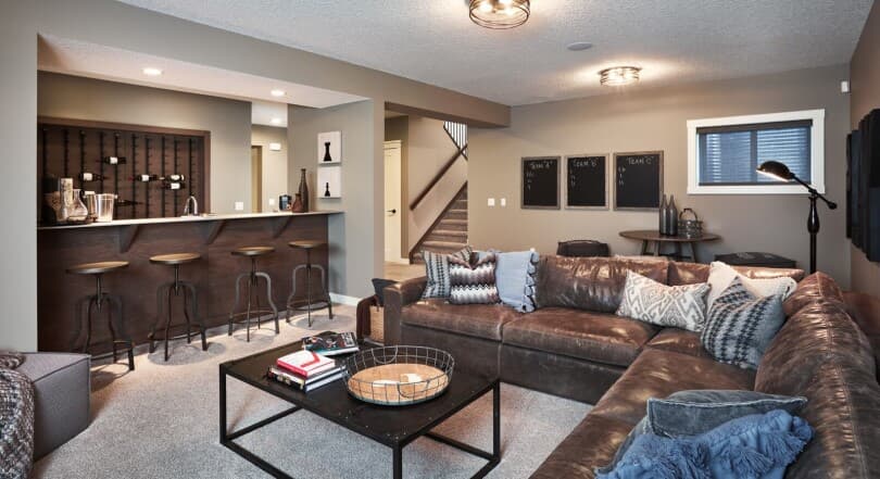 Bar basement in Lavello 2 at Cranstons Riverstone by Brookfield Residential in Calgary, AB