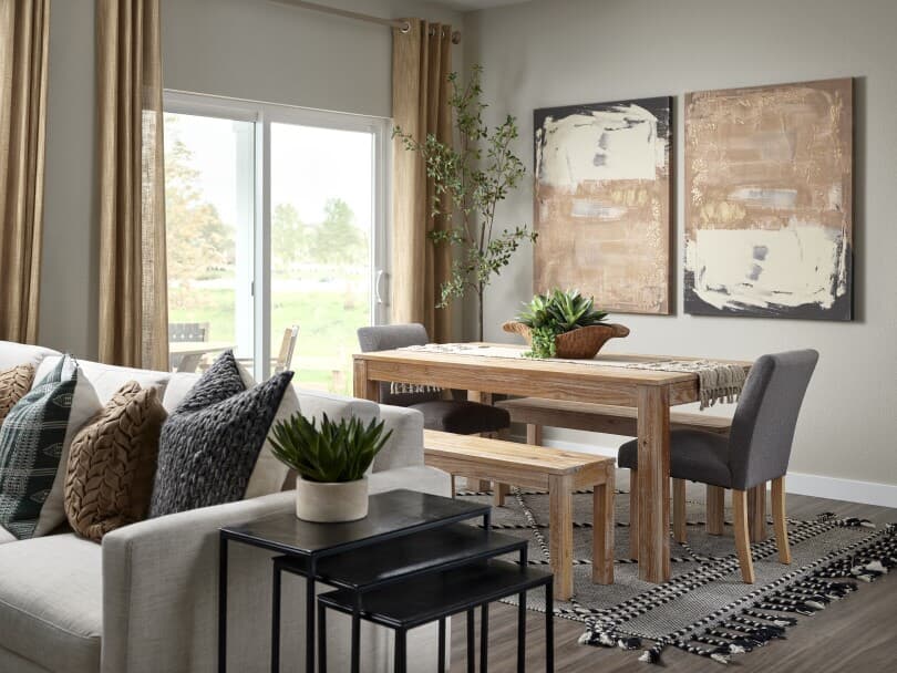Dining room in Mosaic 6 at Brighton Crossing by Brookfield Residential in Colorado