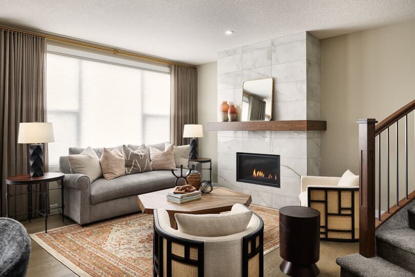 Living area in Robson 26 at Livingston by Brookfield Residential in Calgary