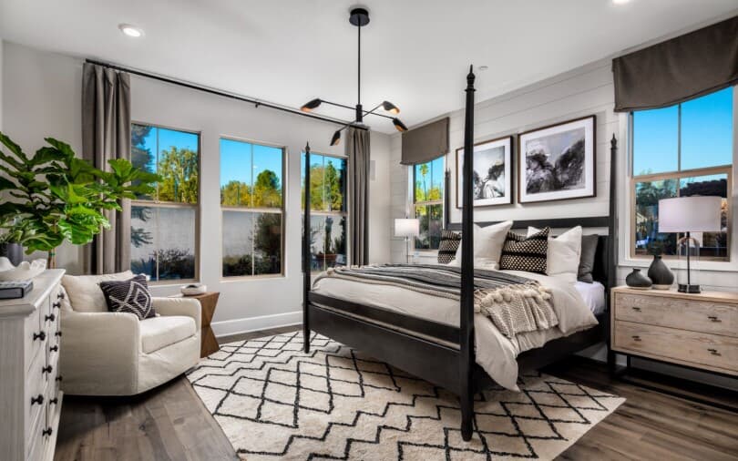 Primary bedroom in Villas Plan 1 at Los Coyotes Country Club by Brookfield Residential in Buena Park CA
