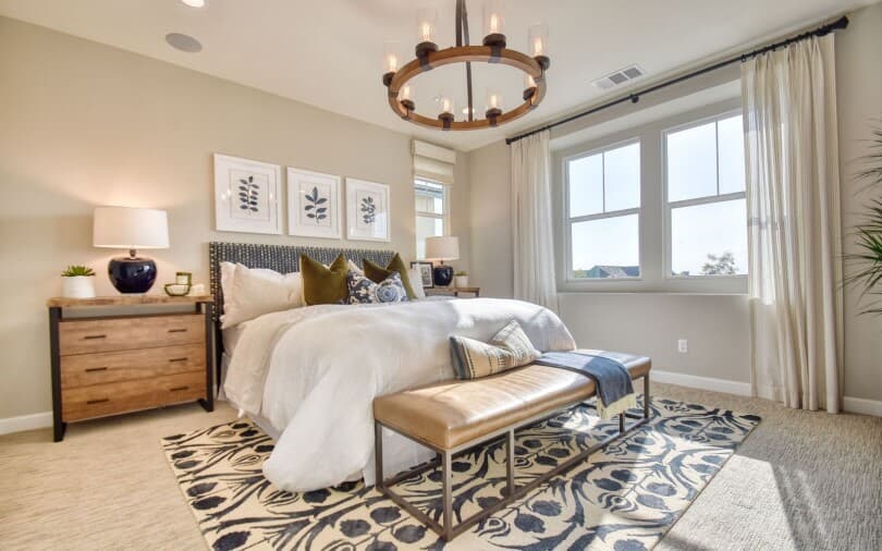 Master bedroom in Residence 1 at Poppy at Canvas Park at New Haven in Ontario Ranch, CA