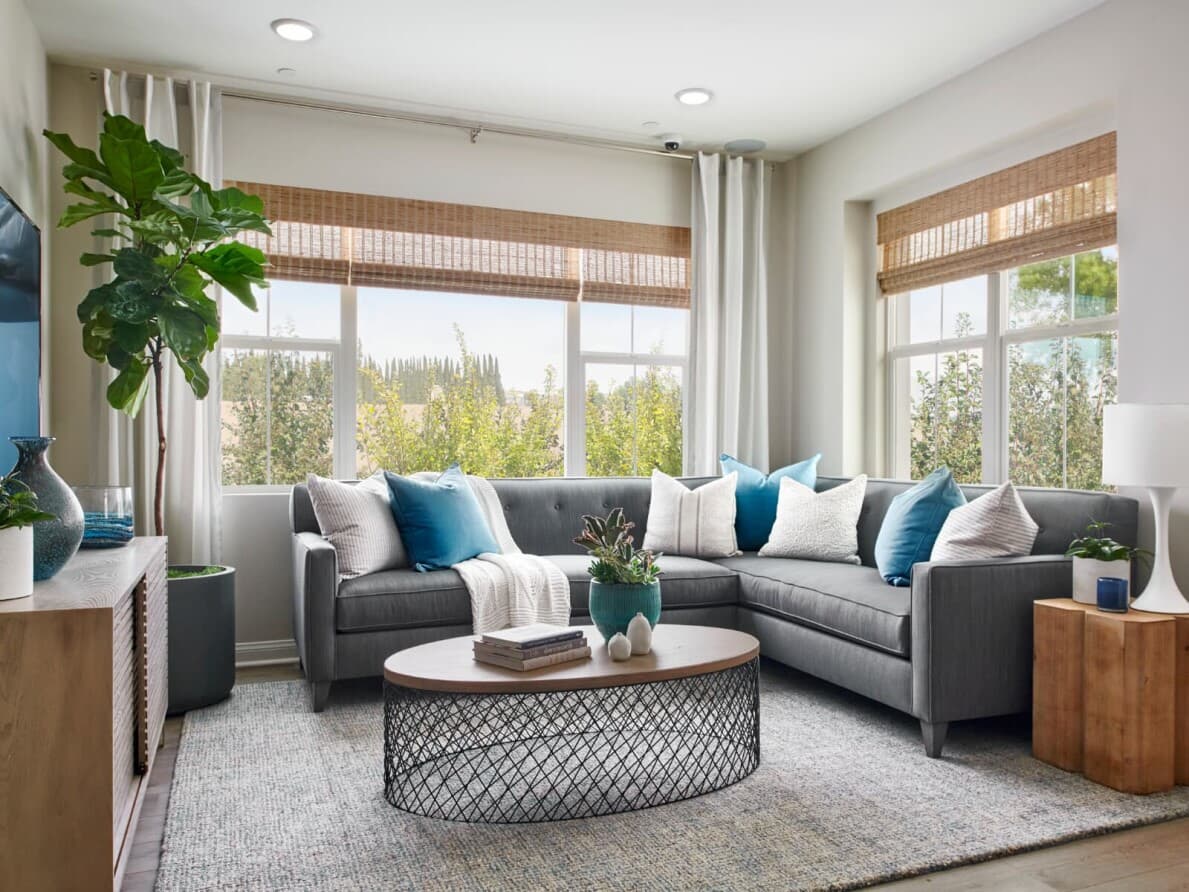 Bayberry Plan 1 living room at The Groves by Brookfield Residential in Whittier CA