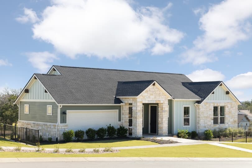 Exterior of Single level Speith Plan in Cottages Collection at Kissing Tree Community in San Marcos TX