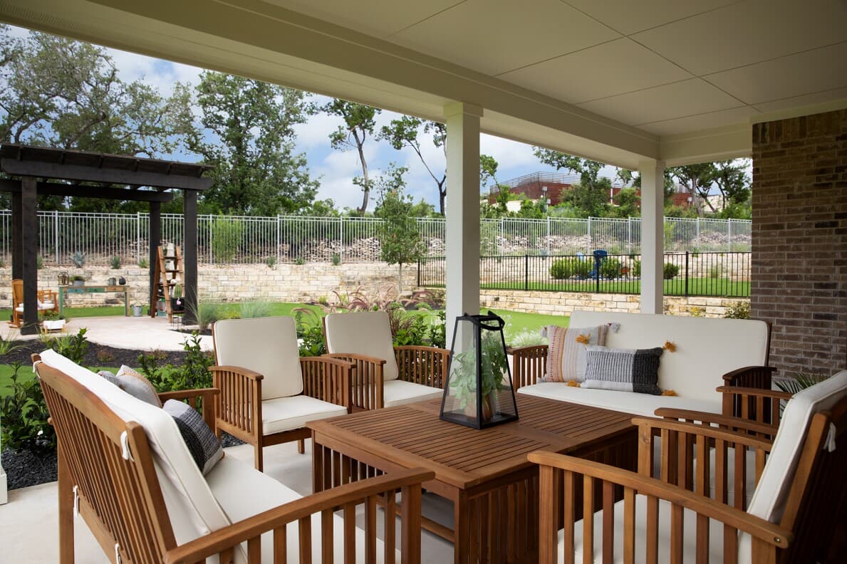 Goodwin patio and outdoor space at Kissing Tree by Brookfield Residential in San Marcos TX