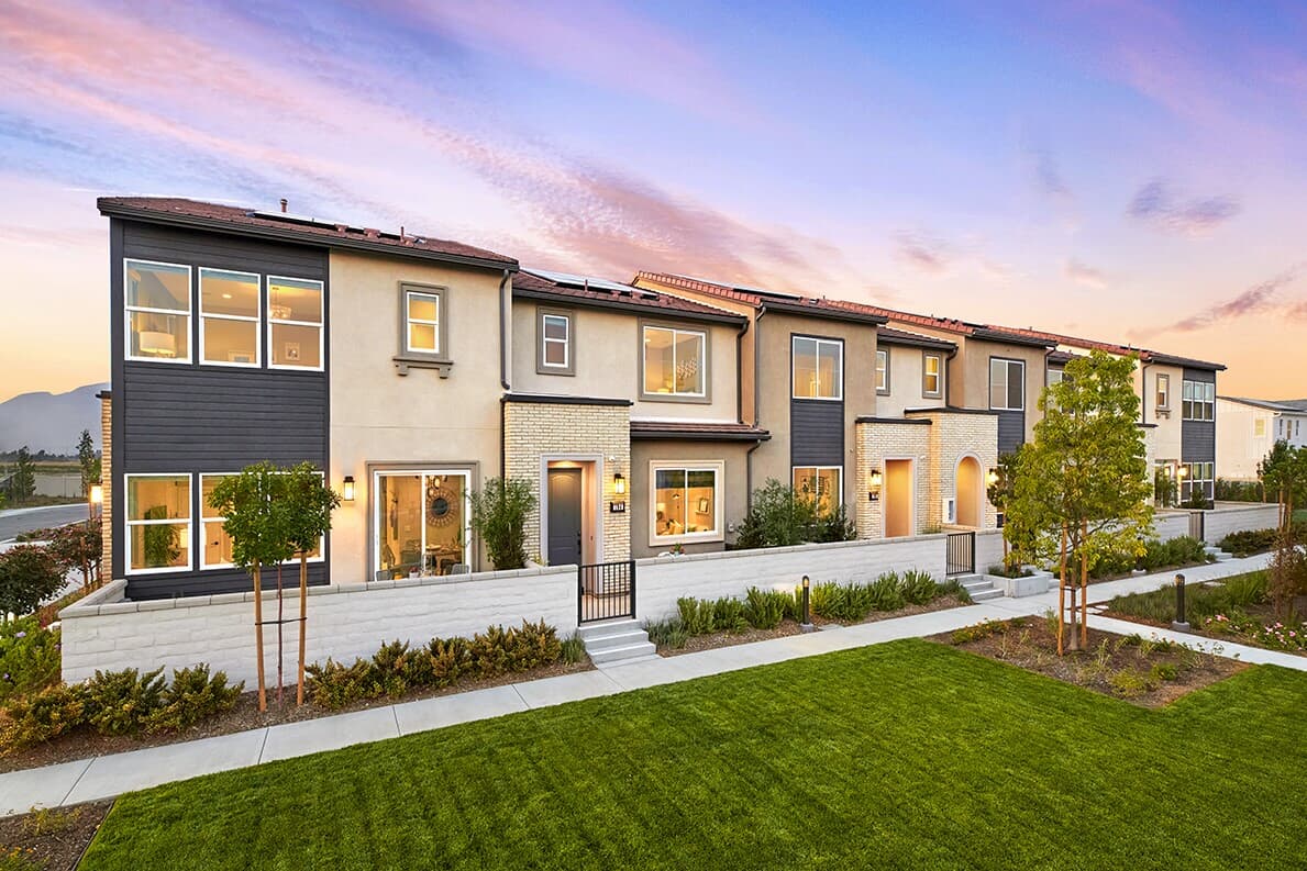 Exterior view of Indigo at New Haven by Brookfield Residential in Ontario Ranch CA