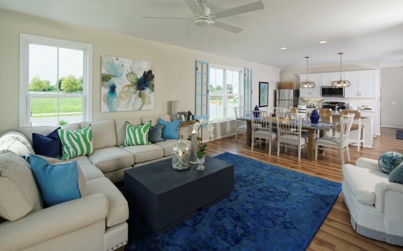 Interior view of open concept living at Riverston at Snowden Bridge by Brookfield Residential in Stephenson, VA