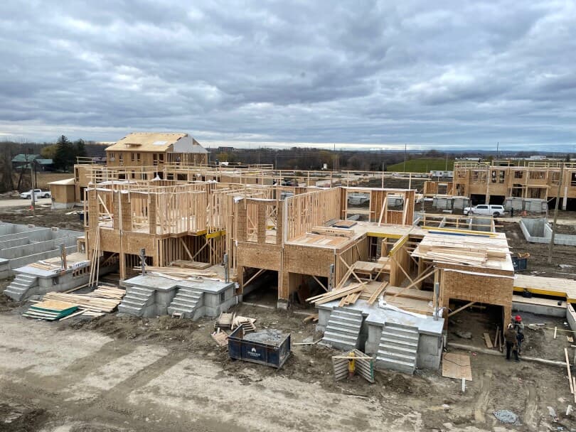 Exterior view of framing of a Brookfield Residential development in the GTA