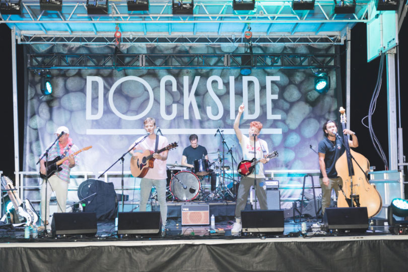 Headliners Birds of Bellwoods performing on stage at Dockside Fest 