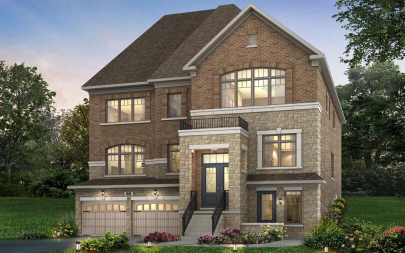 Exterior rendering of the Fairford plan in the Grandview Collection at Pathways in Caledon East, ON