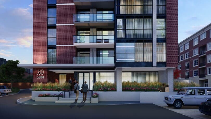 Exterior street scene rendering of 50 Ann in Bolton by Brookfield Residential Ontario