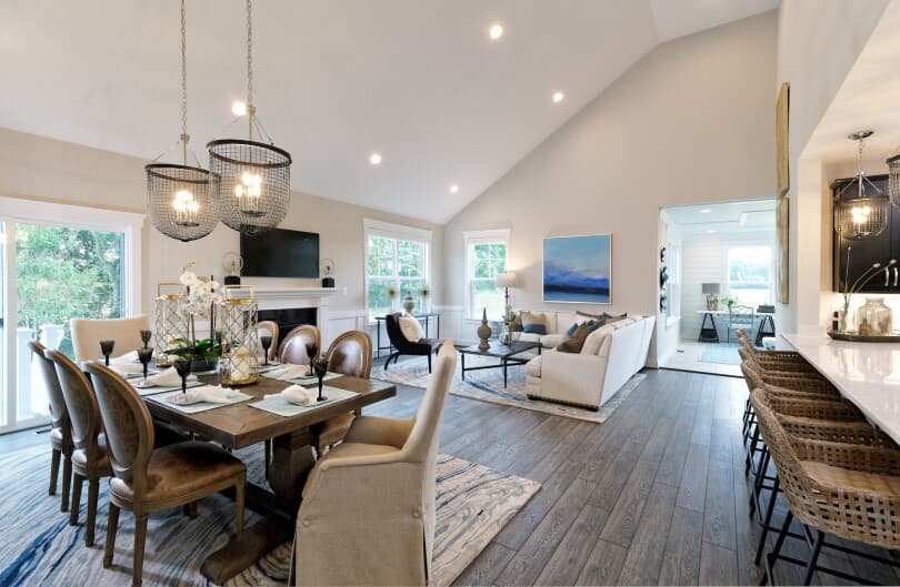 Grand room and dining area in Weymouth at Two Rivers in Odenton, MD by Brookfield Residential