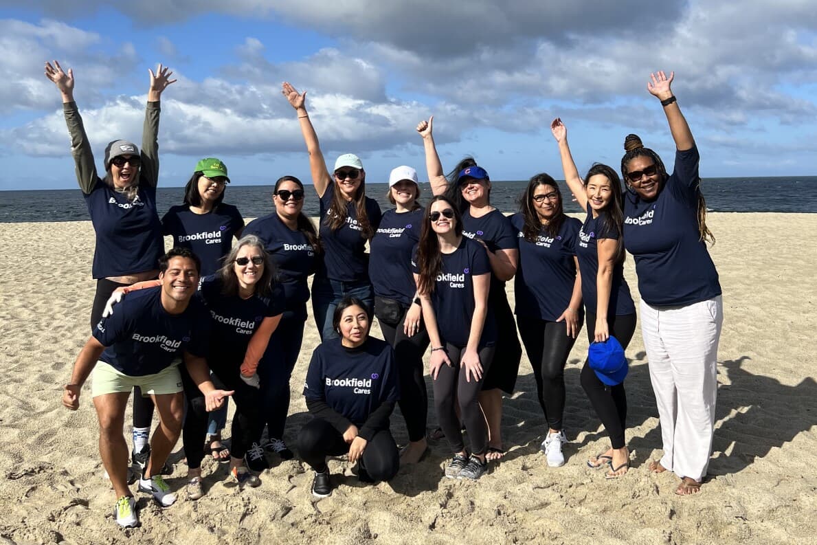 Brookfield SoCal team volunteering at an Earth Day Beach Cleanup
