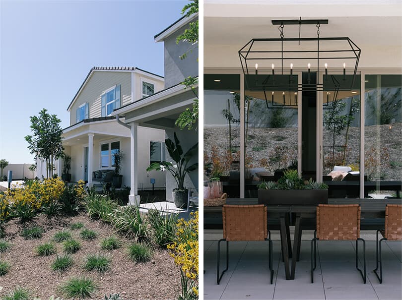 L: Exterior with Plants; R: Patio | Agave at Spencer's Crossing | Riverside, CA