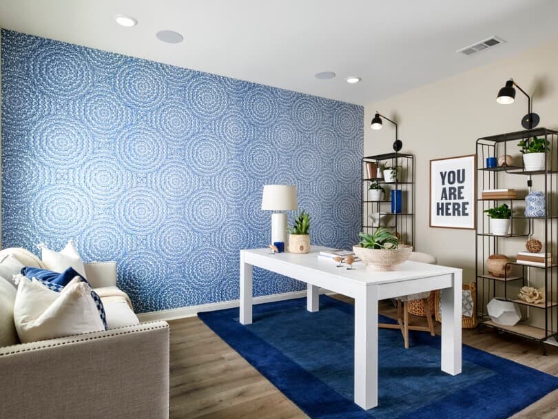 Blue home office at Bayberry Plan 4 at The Groves in Whittier, CA