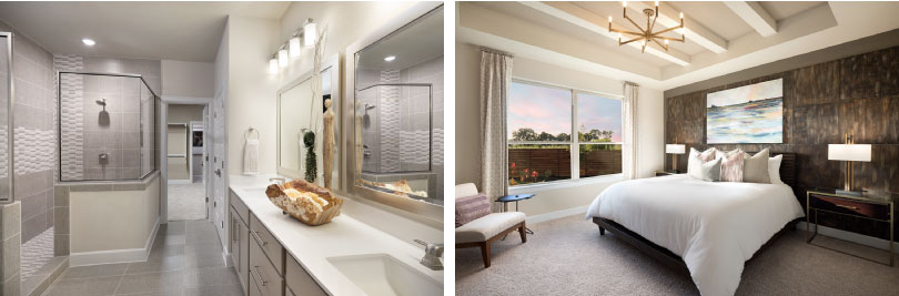 Left: Lawrence Bathroom; Right: Lawrence Master Bedroom | Provence | Austin, Texas