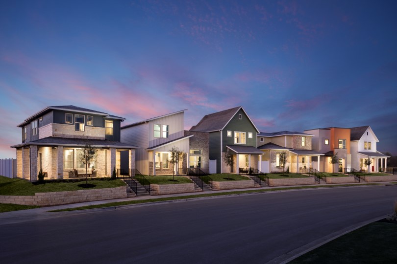 Exterior of homes in the Urban Courtyard Collection by Brookfield Residential in Texas