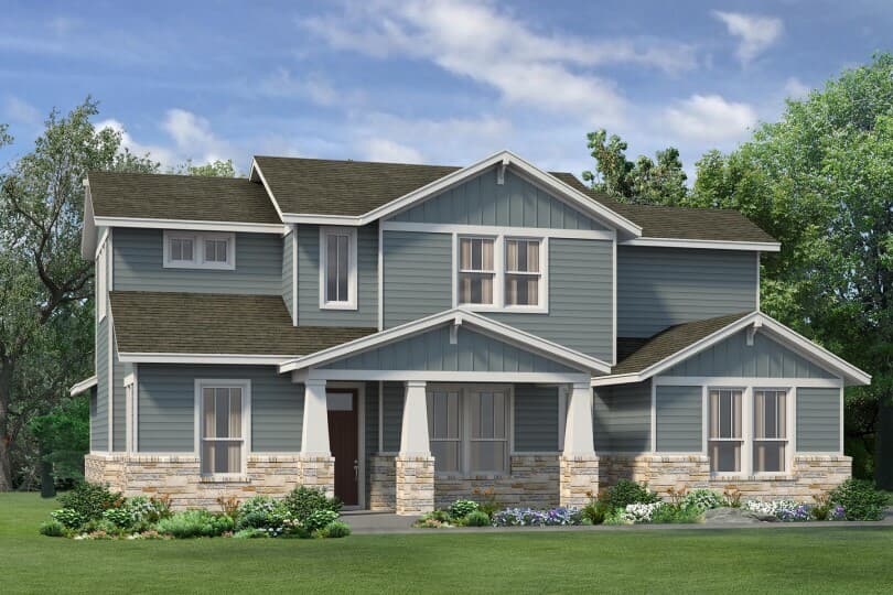 Exterior rendering of a Craftsman home in the Urban Courtyards at Easton Park in Austin, TX by Brookfield Residential