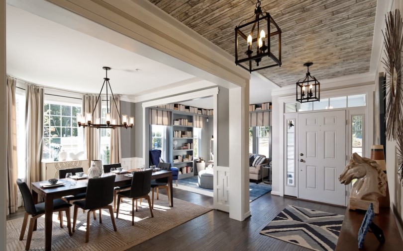 Dining area and foyer in the Sumner at the Bluffs at Sleeter Lake in Round Hill, VA