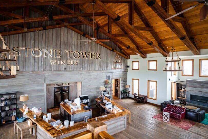 Interior view of Stone Tower Winery in Loudoun County, VA